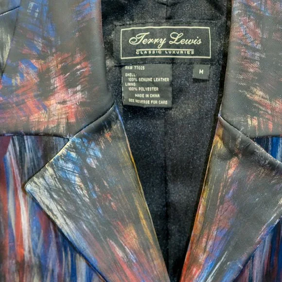 Up-cycled Terrry Lewis Leather Jacket Size LG - Hand Painted by Skye De La Rosa